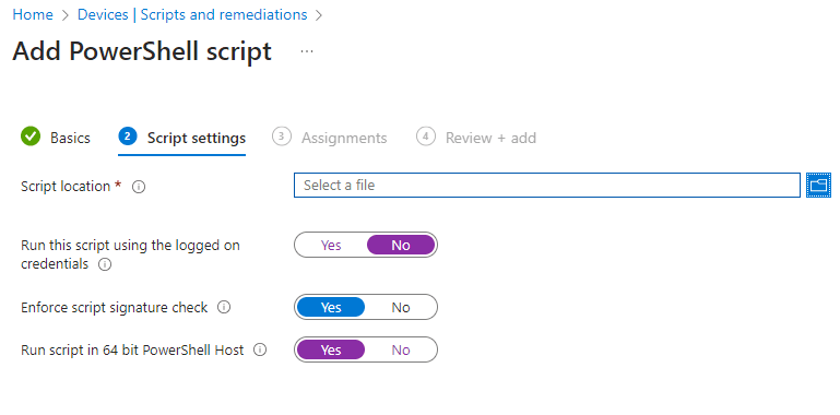 add powershell script intune